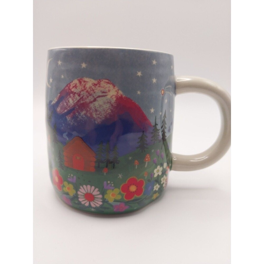 Natural Life Cozy Mountain Floral Ceramic Mug Multicolor Decorative Kitchen Gift